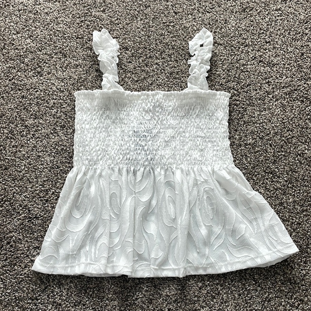Paper Crane white smocked babydoll top